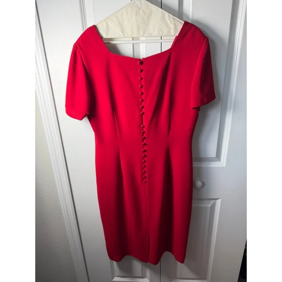 DONNA MORGAN Red Short Sleeve Dress Size 14 - Picture 2 of 9
